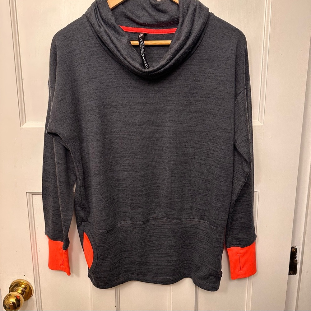 ⭐️RBX Med Dark Gray Cowl Neck with Orange Trim